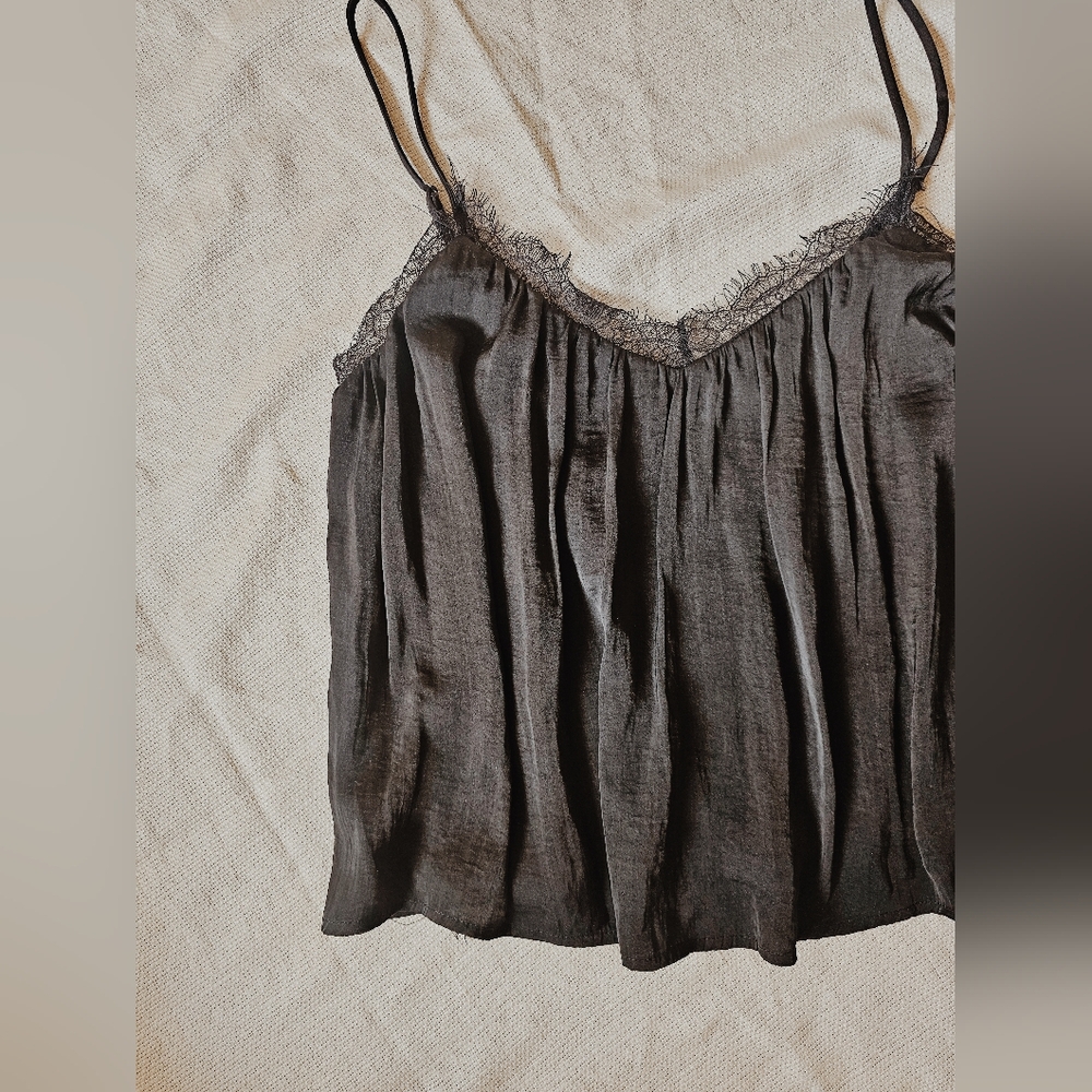 Black Satin Lace Cami - Picture 3 of 4